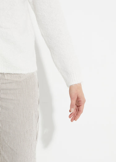 Gilet col rond en maille avec laine Blanc