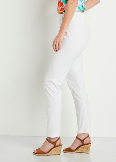Legging coton stretch taille élastiquée Blanc