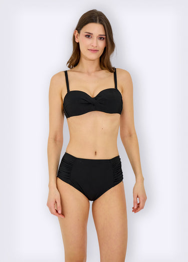 Maillot de bain 2 pièces détails plissés Noir