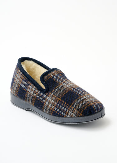 Chaussons largeur confort mixtes fourrés Marine