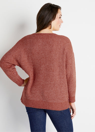 Pull maille chinée perlée torsadée col rond Tomette