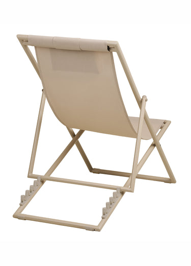 Chaise transat pliante avec repose-tête Taupe