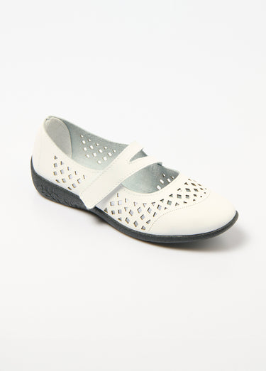Ballerines babies cuir largeur confort Blanc