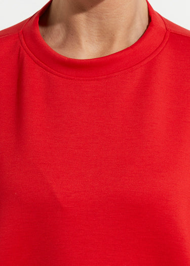 Sweat shirt large col rond, manches 3/4 Rouge