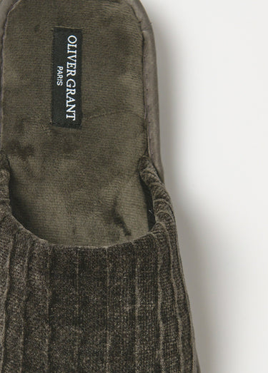 Chaussons mules velours Gris Fonce