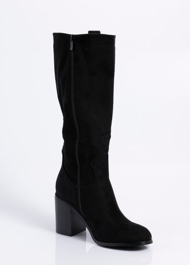 Bottes suédine bout rond thème western Noir