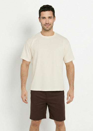 T-shirt maille texturée manches courtes Ecru