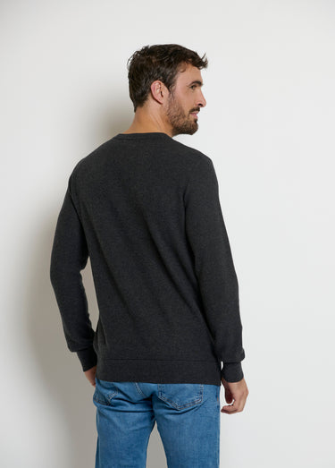 Pull col rond maille piquée fantaisie Gris
