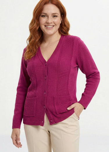 Gilet boutonné manches longues Cassis