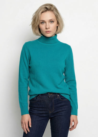 Pull doux col roulé manches longues Vert