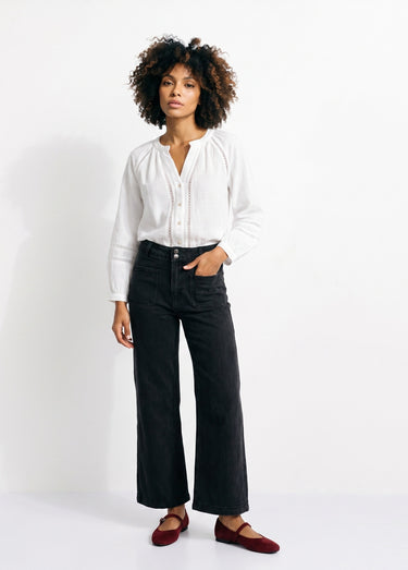 Jean wide taille haute, poches plaquées Gris