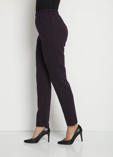 Legging droit ceinture élastiquée avec laine Prune/Noir
