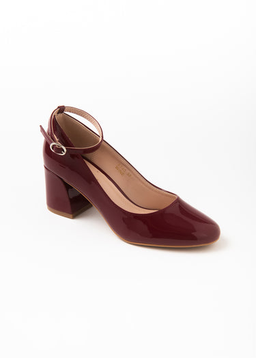 Escarpins vernis à talon bride cheville Vernis Bordeaux