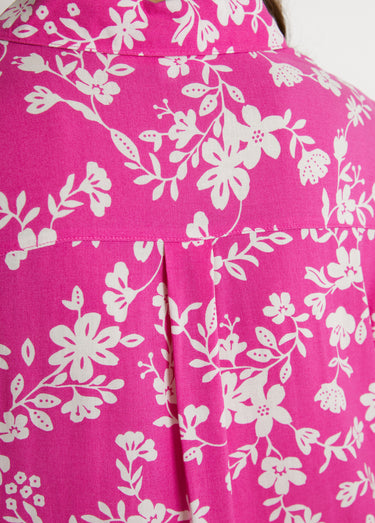 Chemisier imprimé manches 3/4 dos plus long Fuchsia/Blanc