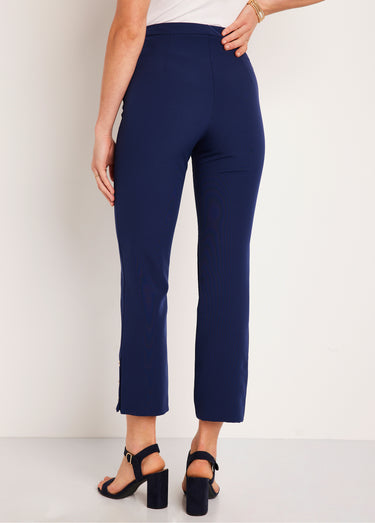 Pantalon droit 7/8e uni infroissable Bleu Marine