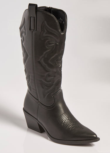 Bottes avec surpiqûres façon santiags Noir