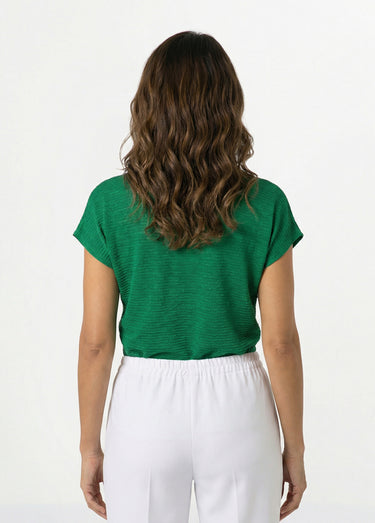 T-shirt col chemise uni manches courtes Vert