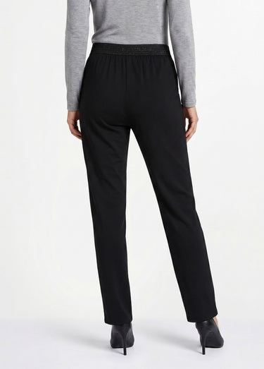 Pantalon droit taille semi élastiquée Uni Noir