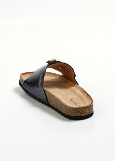 Mules anatomiques avec boucle métal Vernis Noir