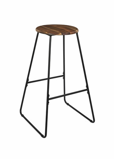 Tabouret de bar assise en bois d'acacia Marron/Noir