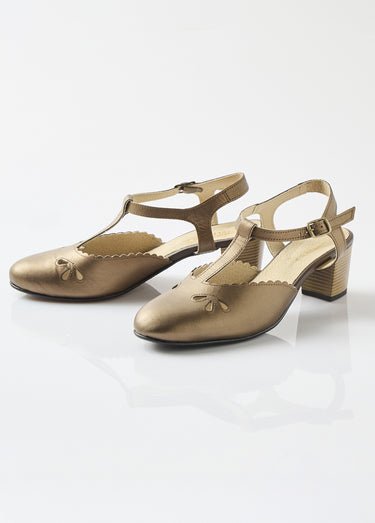 Sandales salomé cuir talon haut largeur confort Bronze