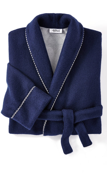 Peignoir chaud croisé maille Courtelle® Marine