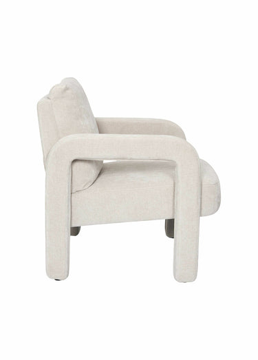 Fauteuil bas en tissu maille chenille Blanc