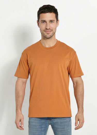 T-shirt pur coton avec col rond, Essentiel Orange