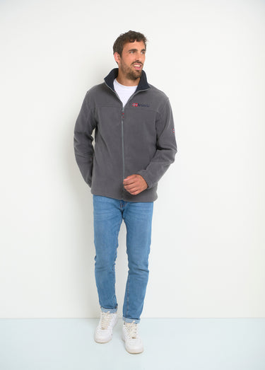 Veste en polaire zippée avec capuche Gris