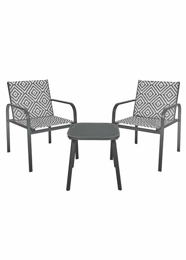 Salon de jardin tressé, 3 pièces Gris