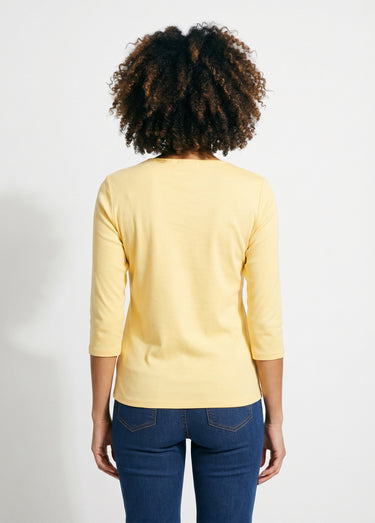T-shirt fantaisie cloutée manches 3/4 Jaune