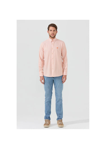 Chemise rayée manches longues col boutonné Orange Raye