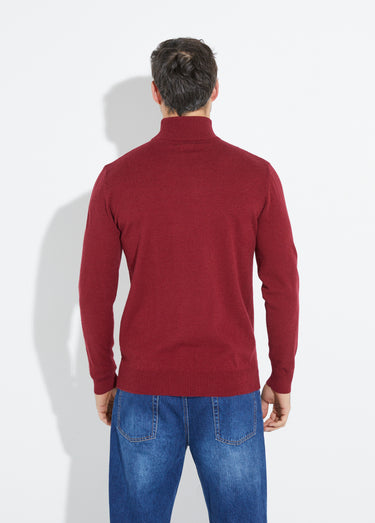 Pull col montant toucher cachemire Bordeaux