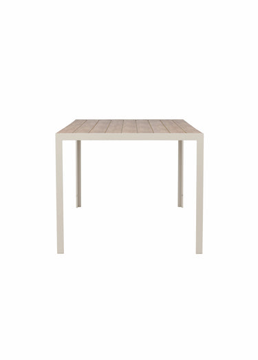 Table de jardin aluminium, dessus teck Beige