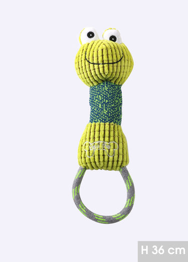 Peluche poignée corde forme tête animal Jaune