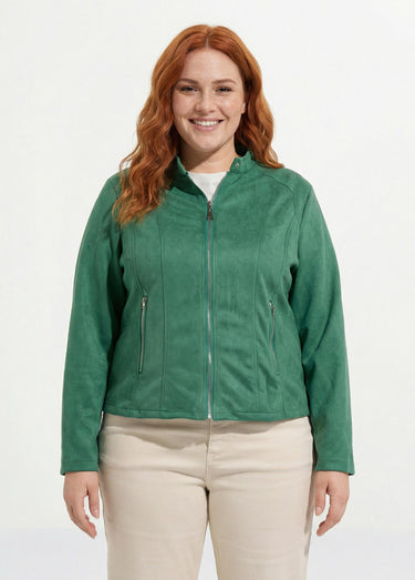 Veste courte suédine style perfecto Vert