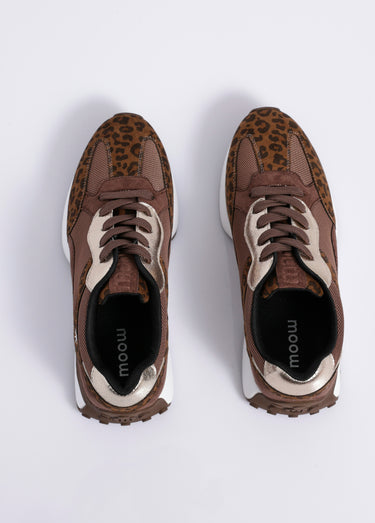 Baskets multimatières semelle compensée Leopard
