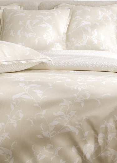 Parure de lit 3 pièces percale avec housse de couette, délicate Ficelle