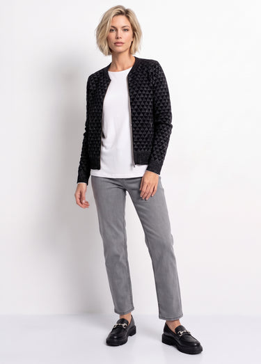 Gilet zippé esprit bomber maille brillante Noir