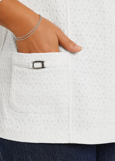 Veste ras de cou manches 3/4 Blanc