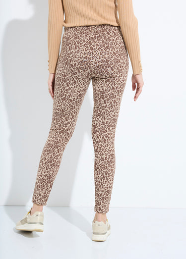 Legging imprimé léopard taille élastiquée Beige/Camel