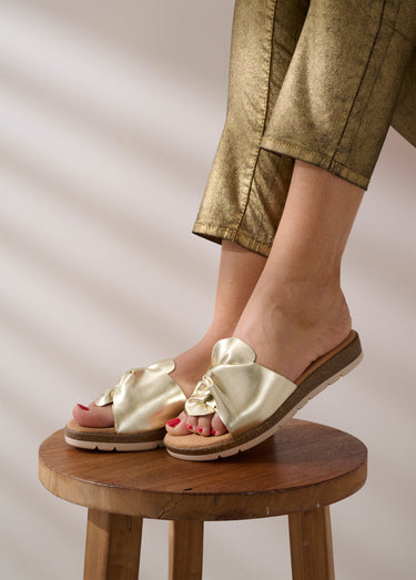 Mules vegan largeur confort compensées Dore