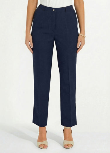 Pantalon droit uni taille semi élastiquée Marine