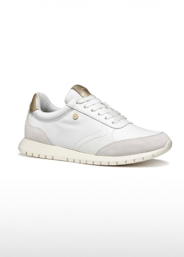 Baskets à lacets en cuir bi-matière Blanc