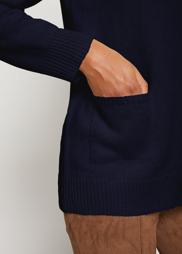 Gilet boutonné maille épaisse Marine