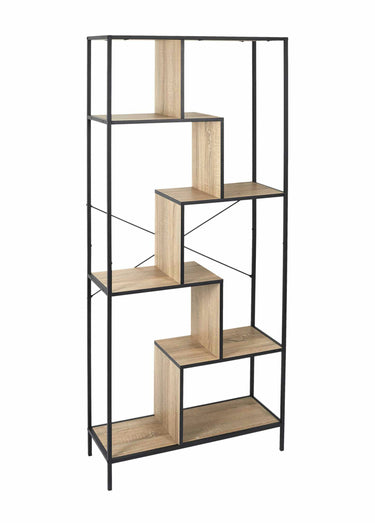 Etagère zigzag 6 niveaux en métal foncé Bois / Noir