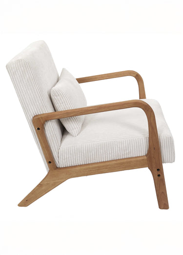 Fauteuil lounge en velours cotelé 3B Blanc Casse