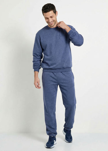 Pantalon jogging molleton bas et taille élastiqués Bleu Grise