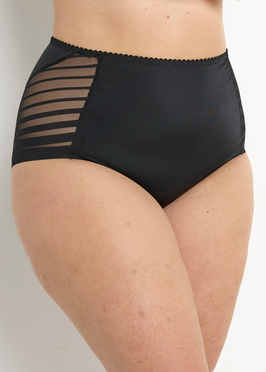 Culotte extensible taille haute tulle effet rayé Noir