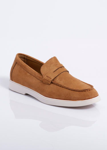 Mocassins en suédine, semelle contrastée Camel